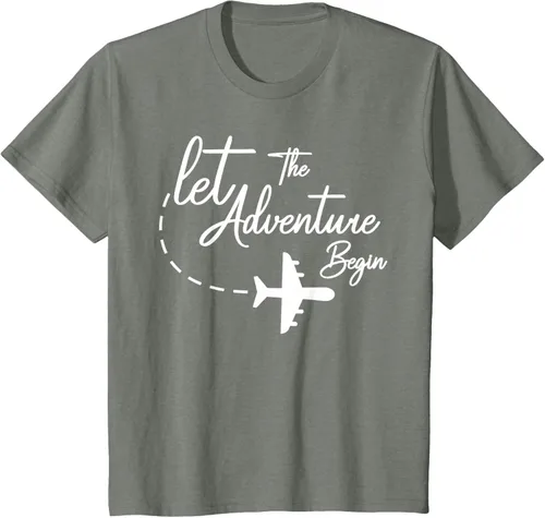Vista 105 de Let The Adventure Begin - Camiseta inspiradora en modo de viaje en avión, Negro, S