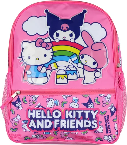 Vista 2 de Sanrio Mochila Hello Kitty y sus amigos Kuromi My Melody - Mochila escolar de 16 pulgadas