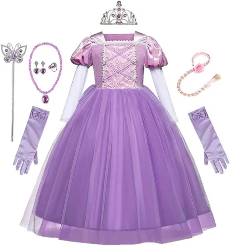 Vista 53 de REXREII Disfraz de princesa Sofía para niñas, disfraz de Halloween, Navidad, fiesta, cumpleaños, noche, vestido de baile con accesorios