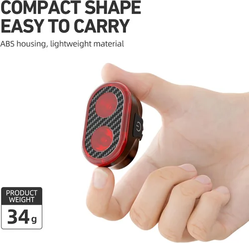 Vista 4 de Luz trasera para bicicleta, sensor de freno inteligente, parte trasera de bicicleta, luz principal + subluz de encendido/apagado automático, 4 x 5