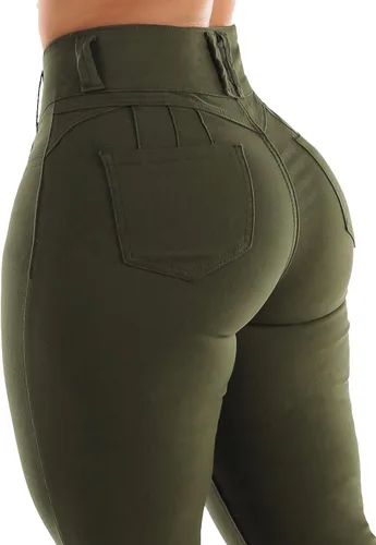 Vista 5 de Moda Xpress Levantacola - Pantalones ajustados de cintura alta para mujer y jóvenes, pantalones ajustados para levantamiento de glúteos, color azul