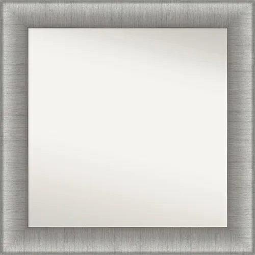 Vista 246 de Amanti Art Espejo de baño plateado para sobre el fregadero, 28 x 37 pulgadas, elegante espejo rectangular de peltre cepillado, marco de madera