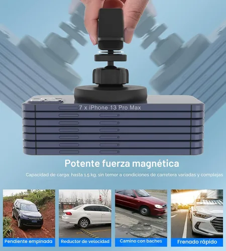 Vista 2 de Soporte magnético inalámbrico para cargador de coche compatible con Magsafe iPhone 15/iPhone 14/iPhone 13, accesorios magnéticos de ventilación