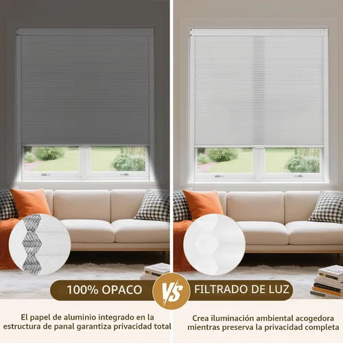 Vista 7 de Grandekor Persianas celulares inalámbricas sin taladro, opacas, persianas de panal para ventanas interiores, protección UV, privacidad, sin taladro
