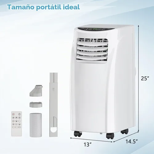 Vista 7 de Aire acondicionado portátil COSTWAY con función de deshumidificador a control remoto para colgar en la ventana.