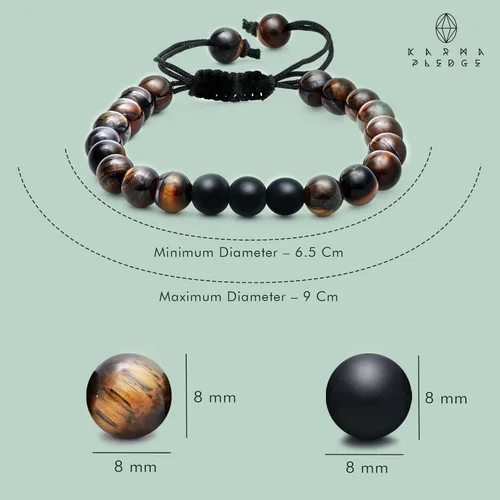 Vista 4 de Karma Pledge - Pulsera de cristal curativo, pulseras de chakras para mujeres y hombres, pulsera para meditación, energía positiva y equilibrio