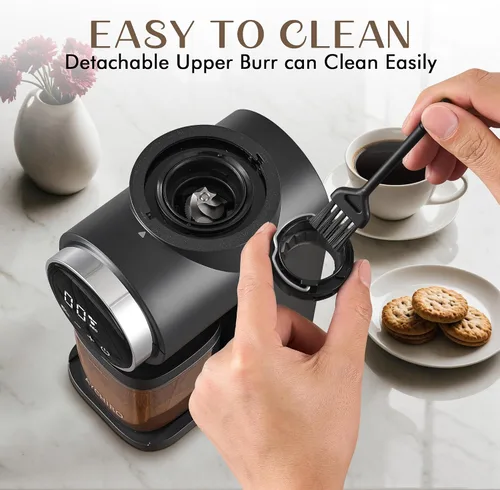 Vista 5 de AYCHIRO Molinillo de café de rebaba cónica, molinillo de granos de café con 30 configuraciones de molienda, molinillo de rebabas automático para uso