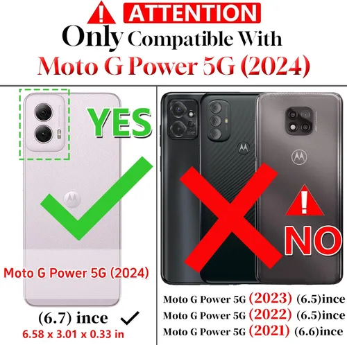Vista 2 de Yiakeng Funda para Moto G Power 5G 2024 con protector de pantalla: [probada contra caídas de grado militar] Soporte de anillo a prueba de golpes
