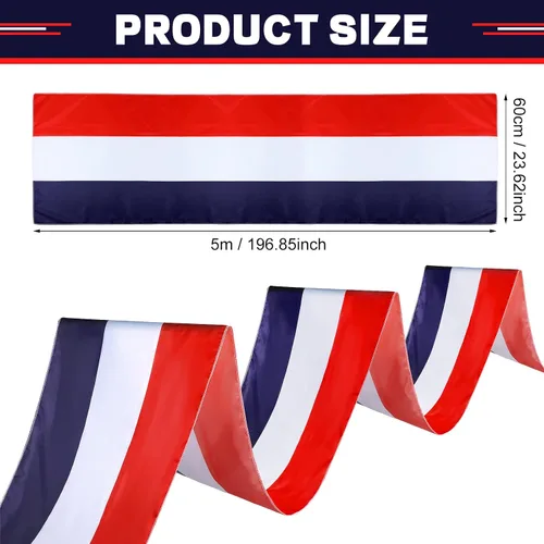 Vista 3 de Oudain Bandera americana grande de 65.6 pies con banderines patrióticos del 4 de julio, bandera de Estados Unidos, bandera roja, blanca y azul