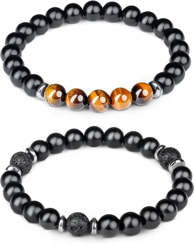Vista 23 de Pulseras de cristal para mujeres y hombres, regalos de cumpleaños, hechas a mano de 0.236 in con cuentas de piedra para equilibrio de chakras