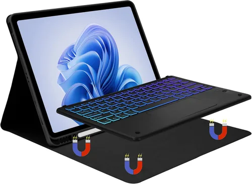Vista 7 de BQSS Touch - Funda para iPad Air de 13 pulgadas, teclado M4/M3/M2 y Pro de 12.9 pulgadas, color negro Negro (teclado retroiluminado)