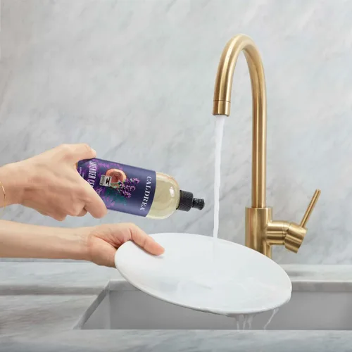 Vista 3 de Caldrea Jabón para platos, líquido biodegradable para lavar platos hecho con corteza de jabón y aloe vera, hoja de cedro de lavanda, 16 onzas