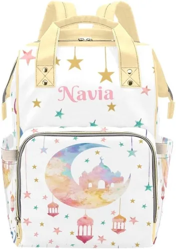 Vista 7 de Mochila de pañales personalizada, regalo con nombre, letras para bebé, color gris, rosa, bolsa de viaje versátil: gran capacidad y múltiples