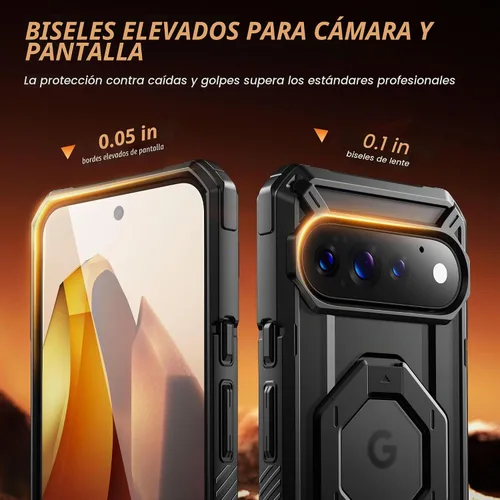 Vista 7 de TONGATE Funda para Pixel 10 Pro XL con soporte magnético giratorio de 360° Negro