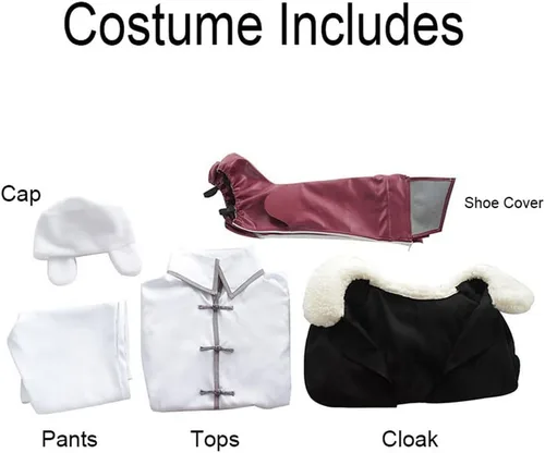 Vista 5 de Disfraz para cosplay de Fiodor Dostoievsky, uniforme para cosplay, capa blanca con peluca, Halloween
