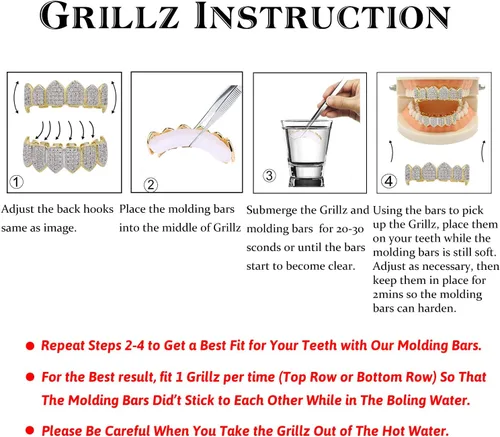 Vista 6 de TOPGRILLZ Parrillas de oro para tus dientes, chapadas en oro de 18 quilates, estilo hip hop, ajuste personalizado, parrillas de dientes pulidos