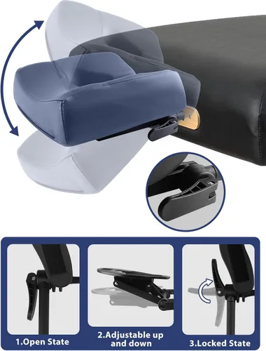 Vista 5 de EBANKU Kit de masaje para la parte superior del colchón, cojín ajustable para reposacabezas y almohada boca abajo con reposabrazos de mesa de masaje