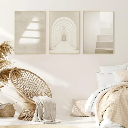 Vista 7 de Lienzo decorativo para pared, 3 piezas, diseño de palmera oceánica, cuadros costeros verde salvia, ilustraciones enmarcadas para decoración de playa