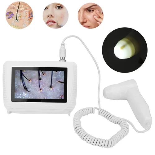 Vista 5 de Analizador del pelo de la piel de 5 pulgadas, detector del cuero cabelludo del pelo, equipado con dos lupas de diseño recargable imagen intuitiva