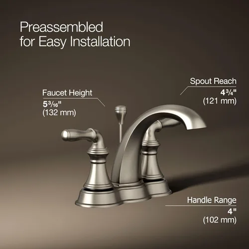 Vista 4 de Kohler K-393-N4-CP Devonshire - Juego de llaves de lavabo, 393-N4-BN