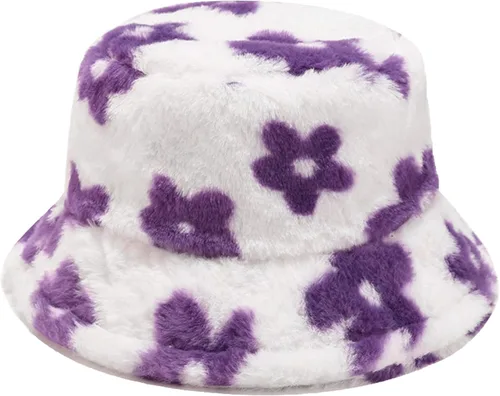 Vista 6 de Sombrero de cubo esponjoso de invierno mullido de piel peluda sombreros de pescador de piel sintética de felpa sombrero cálido para mujer