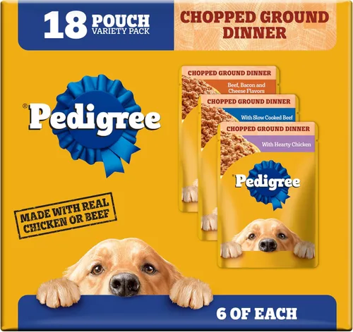 Vista 11 de Pedigree - Bolsa de comida húmeda para perros, carne de res y tocino, 3.5 onzas, 16