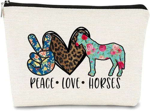 Vista 10 de BARPER Bolsa de maquillaje Hey Girl Horse con gafas de sol Hey Farm Flowers bolsa cosmética bolsa de maquillaje mejor idea de regalo para amantes