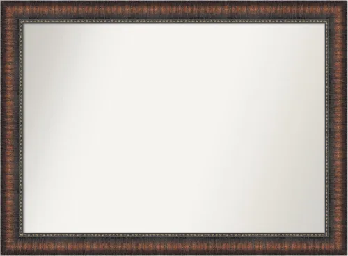 Vista 129 de Amanti Art Espejo de baño marrón para sobre el fregadero, 24 x 24 pulgadas, espejo de tocador cuadrado marrón Caleb, marco de madera rústica
