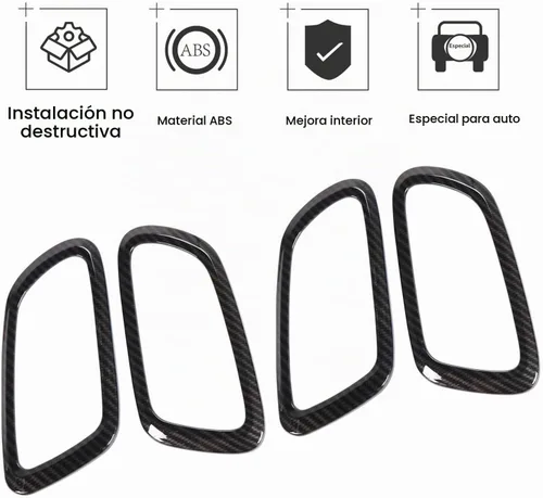 Vista 2 de JeCar Anillo de decoración de manija de puerta interior ABS cubierta interior para Grand Cherokee WK2 2011-2020, textura de fibra de carbono