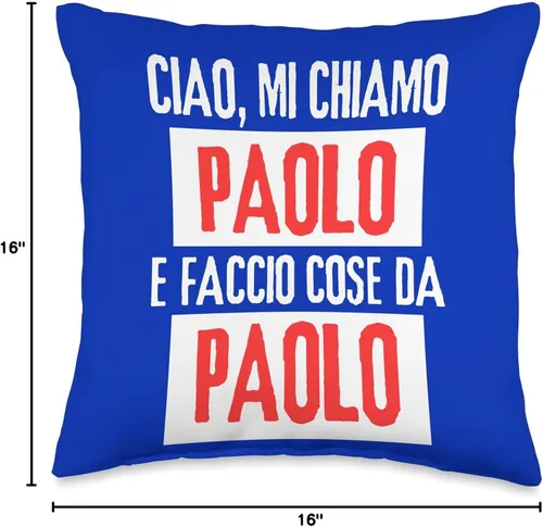 Vista 4 de Paolo Idea Regalo Personalizzata con Nome Ciao Sono Faccio Cose Da Paolo Personalizzato - Almohada personalizada, 16 x 16 pulgadas, multicolor