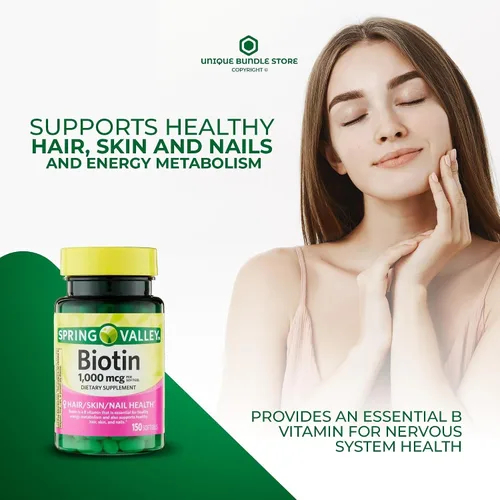 Vista 2 de Biotina 1000 mcg – 150 cápsulas blandas, suplemento de biotina sin gluten, apoya diariamente la salud del cabello, la piel y las uñas vitaminas