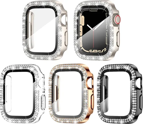 Vista 13 de Goton Paquete de 4 Fundas con Diamantes de Imitación para Apple Watch, Protector de 38mm para Series 3/2/1, Funda con Diamantes de Imitación