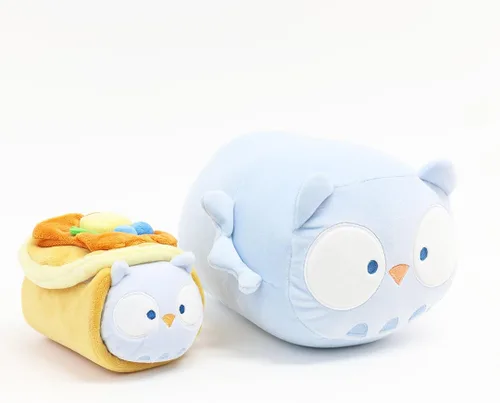Vista 9 de Anirollz - Juego de 2 almohadas de peluche de felpa, Pollito en hamburguesa para regalar