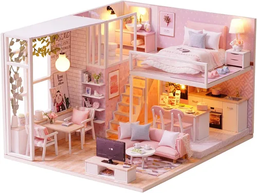 Vista 11 de TuKIIE Kit de Casa de Muñecas en Miniatura DIY con Muebles, Escala 1:24 Habitación Creativa Mini Casa de Muñecas de Madera Accesorios Más A Prueba