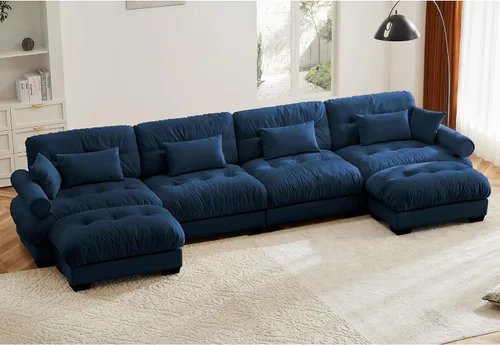 Vista 21 de Otomana beige para sofá modular modular, sofá individual, asiento otomano para sofá modular convertible, sofás de terciopelo para sala de estar