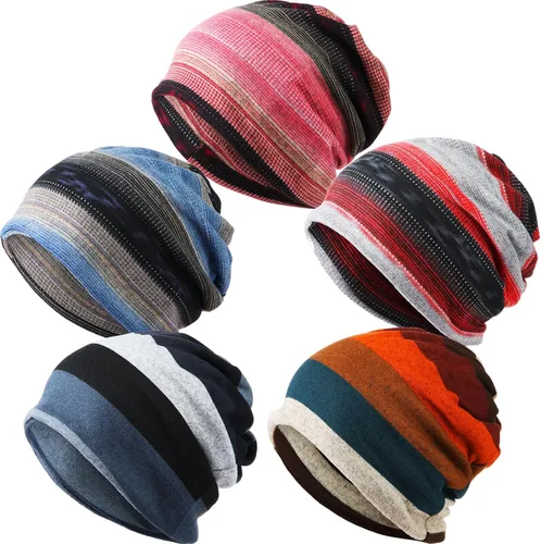 Vista 19 de SATINIOR 5 Piezas Gorro Holgado para Mujer Gorro de Quimioterapia Elástico Envolturas para Cabeza de Cáncer Pañuelo para Cabeza para Dormir