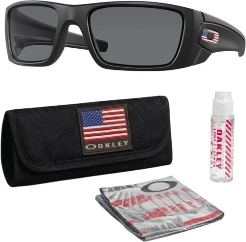 Vista 8 de Oakley Standard Issue SI FUEL CELL USA FLAG Collection Sunglasses With Kit Marco negro mate Lente gris