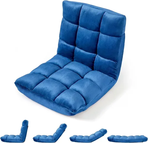 Vista 27 de Giantex Silla plegable de suelo con soporte para el respaldo, 14 posiciones ajustables, cama acolchada, sillón reclinable, sillas de video para Negro