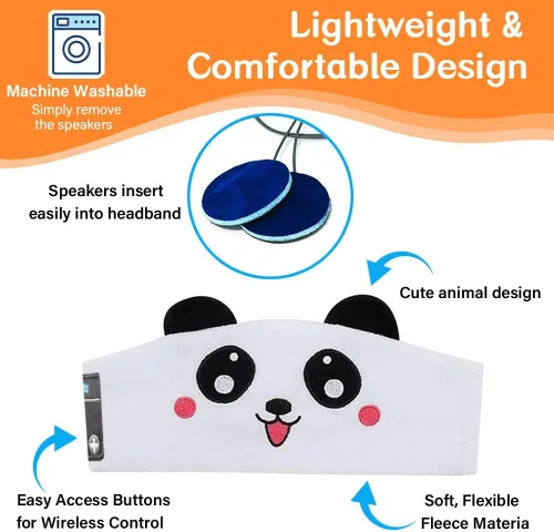 Vista 3 de Auriculares Inalámbricos para Niños, Auriculares Sobre la Oreja para Niños y Pequeños, con Altavoces Delgados y Diadema de Felpa Super Suave (Oso)