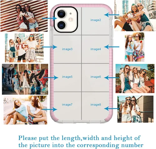 Vista 24 de Funda de teléfono personalizada para iPhone 11, diseño personalizado de fotos de collage de múltiples imágenes, resistente a los golpes, resistente