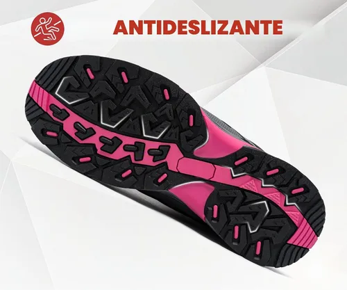 Vista 5 de LARNMERN Botas de punta de acero para mujer, botas ligeras de construcción