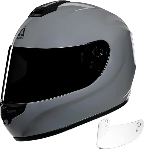 Vista 8 de TRIANGLE Cascos de motocicleta de cara completa para hombres y mujeres con visera tintada y transparente, cumple con la aprobación DOT Gris