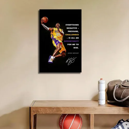 Vista 6 de TYPTEK Kobe Bryant - Lienzo inspirador de Mamba negra, póster motivacional con cita de jugador de baloncesto para decoración del hogar y la oficina