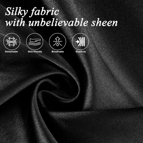 Vista 3 de Mepase 3 Piezas Combinación de Satén para Mujer para Usar Debajo de Vestidos 3 Tipos de Longitud 19, 27, 35 Pulgadas Combinación con Encaje Negro