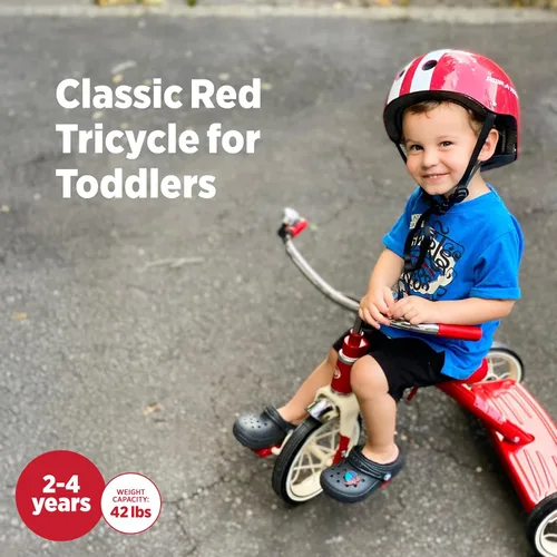 Vista 2 de Radio Flyer Classic Triciclo rojo, para edades de 2 a 4 años, rueda delantera de 10 pulgadas, campana