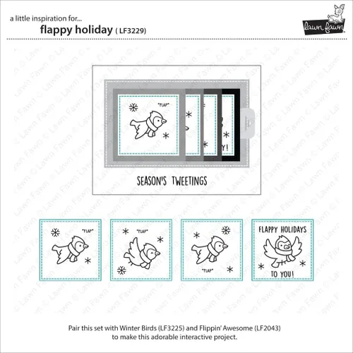 Vista 2 de Lawn Fawn LF3229 Flappy Holiday 2X3 Juego de sellos transparentes