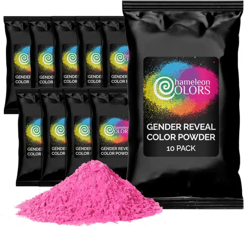 Vista 8 de Chameleon Colors Blue Gender Reveal Powder – Bolsas individuales de fácil apertura de polvo de tiza de color azul con embalaje opaco
