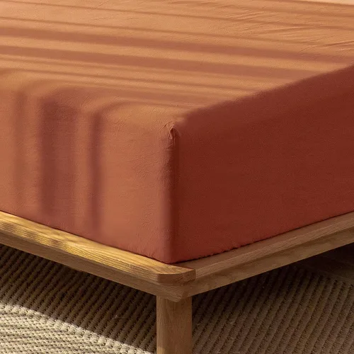 Vista 48 de MooMee Sábana bajera ajustable de solo 100% algodón lavado con textura parecida al lino, transpirable, duradera, suave, cómoda, bolsillo profundo