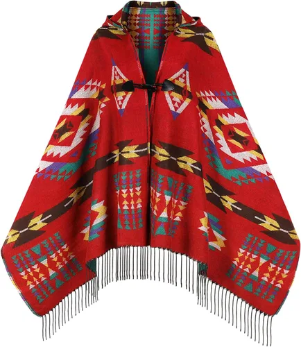 Vista 10 de Uyuni Poncho con volantes estilo chal bohemio para mujer, holgado, vintage