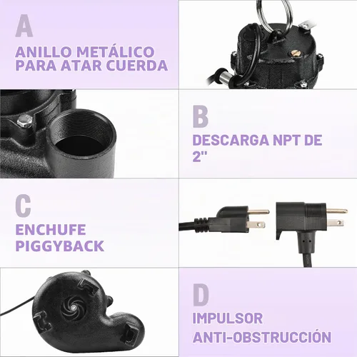 Vista 5 de FLUENTPOWER Bomba sumergible de aguas residuales y efluentes de hierro